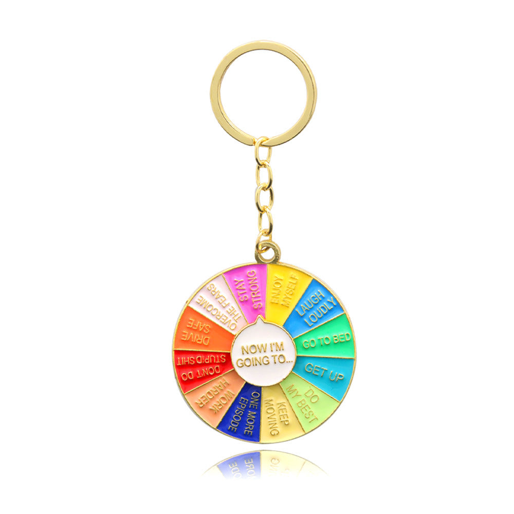 Wholesale Rotatable Rainbow Daisy Roulette Keychain